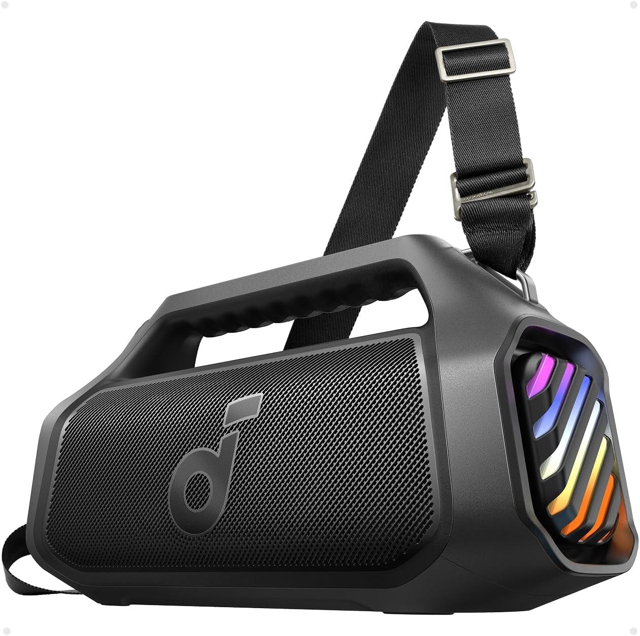 Soundcore Boom 2 Plus Portable Speaker By Anker, 140W, 2+2 Channel, BassUp 2.0, 20H Playtime, Fast Charge, IPX7 Waterproof, RGB Lights, Power Bank, Bluetooth 5.3, Outdoor Speakers, Camping, Beach